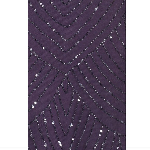 NEW Adrianna Papell Embellished Blouson Gown in Amethyst Purple‎ Gunmetal SZ 2 - Picture 4 of 10